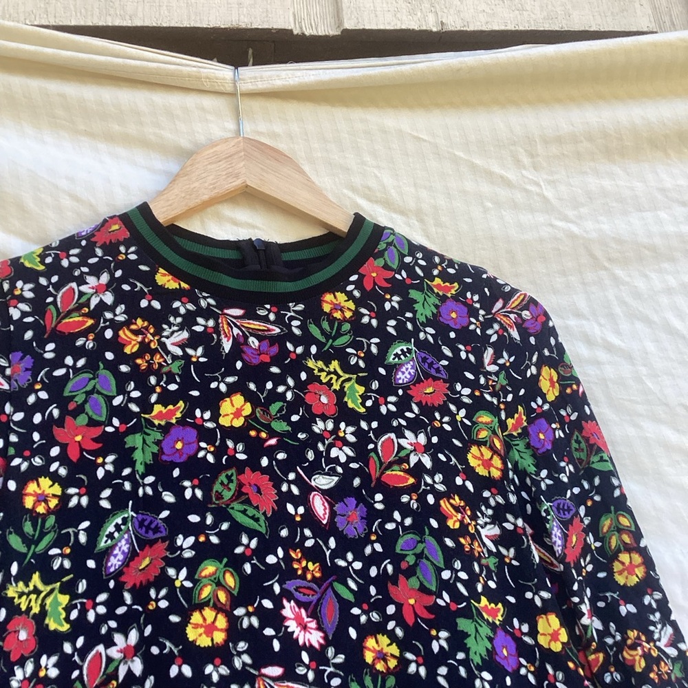 Zara Trafaluc black floral long sleeve mini dress, size medium - Picture 4 of 10